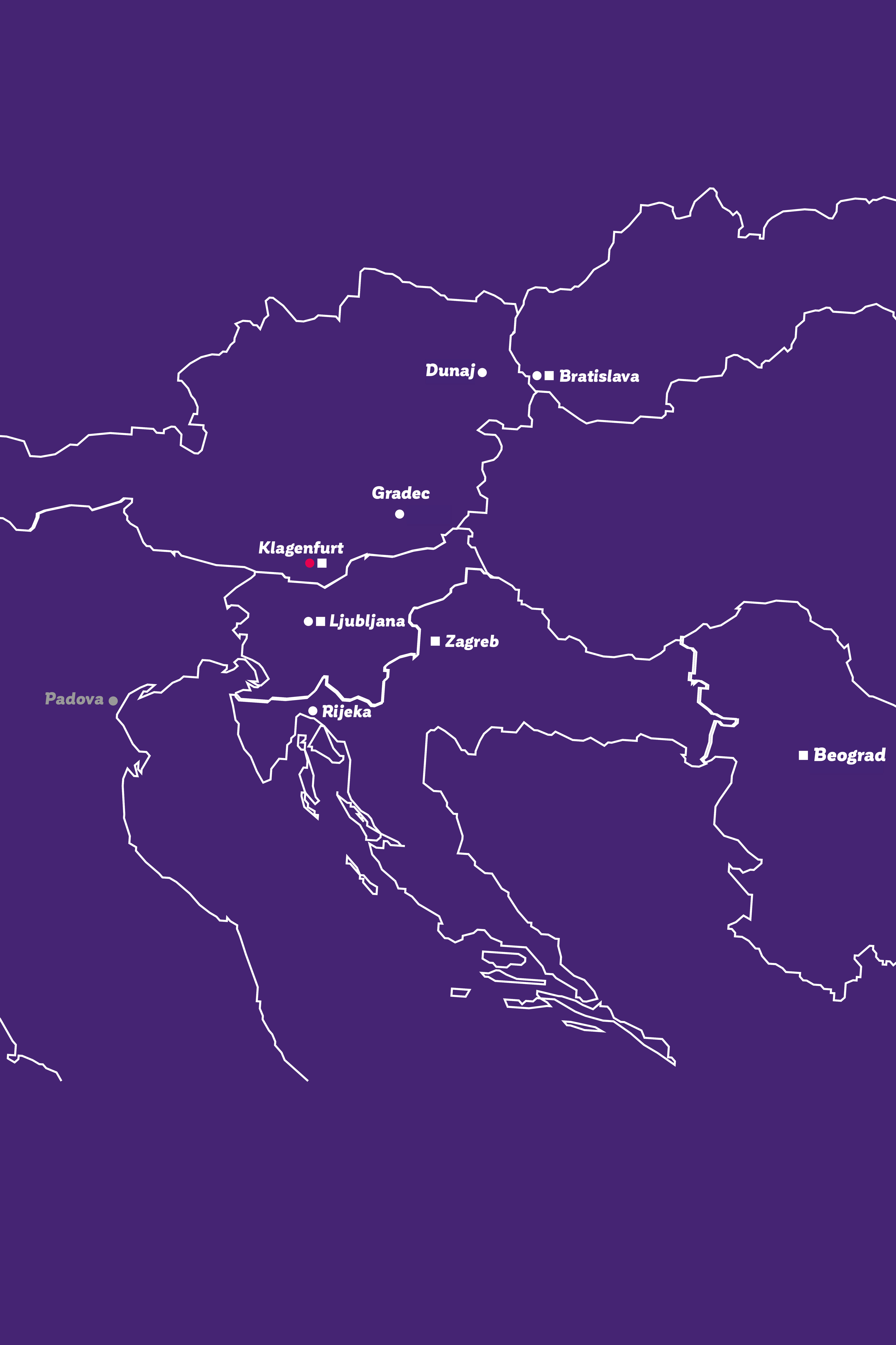 Zemljevid z označenimi lokacijami - prisotnost banke BKS v Srednji in Jugovzhodni Evropi. Zemljevid z označenimi lokacijami - prisotnost banke BKS v Srednji in Jugovzhodni Evropi.